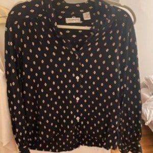 Liz Claiborne Black and White Diamond Print Button-up Shirt Size 12